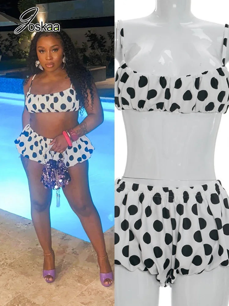 Wholesale Women's Polka Dot Crop Two Piece Set – Women's Fashion Wholesale – Front View
