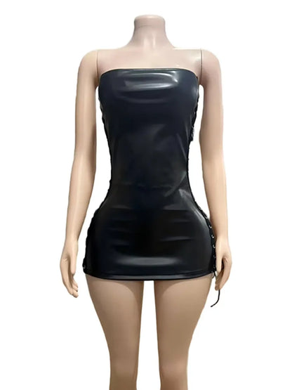 Joskaa Faux Leather Strapless Bodycon Mini Dress - mini dress image 2