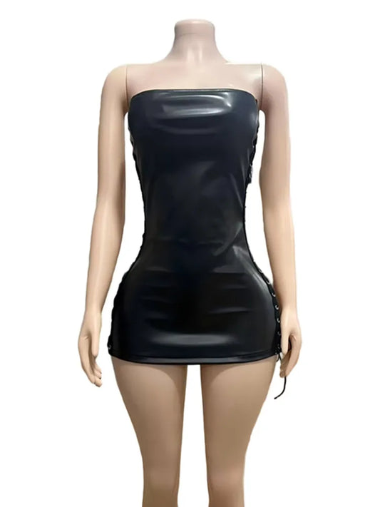 Joskaa Faux Leather Strapless Bodycon Mini Dress - mini dress image 2
