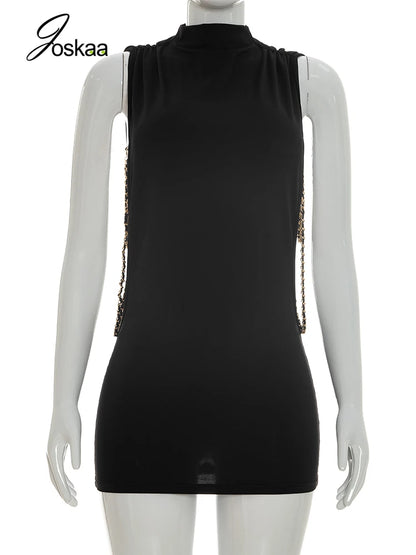 Women's Cutout Sleeveless Bodycon Mini Dress Black – Back View