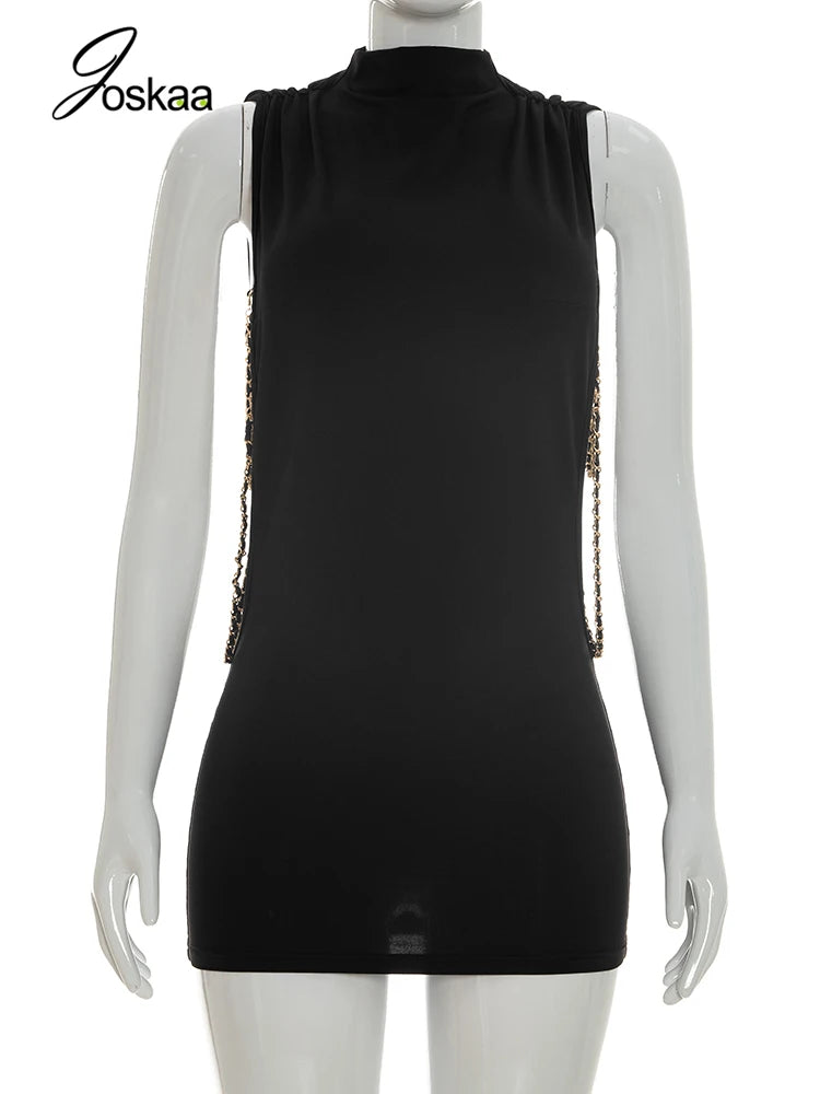 Women's Cutout Sleeveless Bodycon Mini Dress Black – Back View