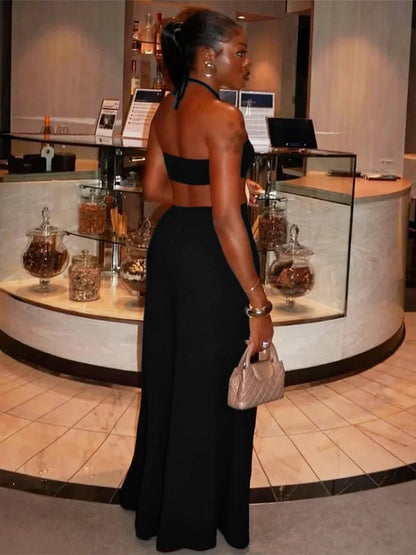 Women's Backless Cutout Halter Bodycon Romper