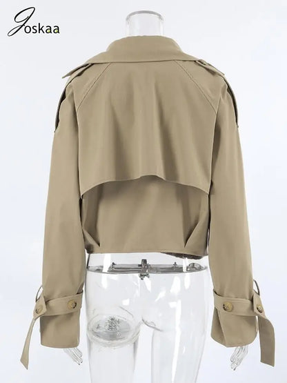 Women's Long Sleeve Fall Khaki Notched Jacket Khaki – Detail View