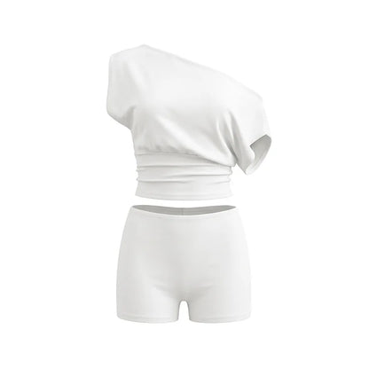 Women's One Shoulder Bodycon High Waist Two Piece Set - Detail View 6
