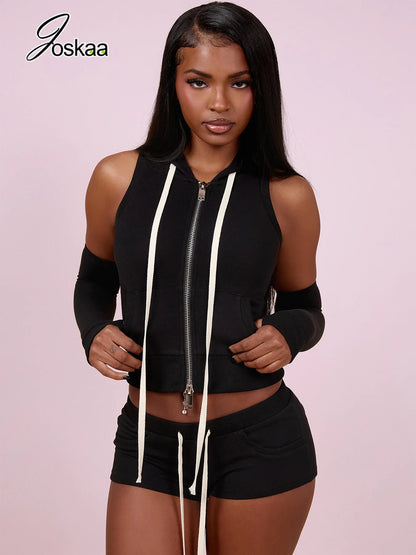 Women's Zip Up Two Piece Set Casual Sporty - Detail View 2