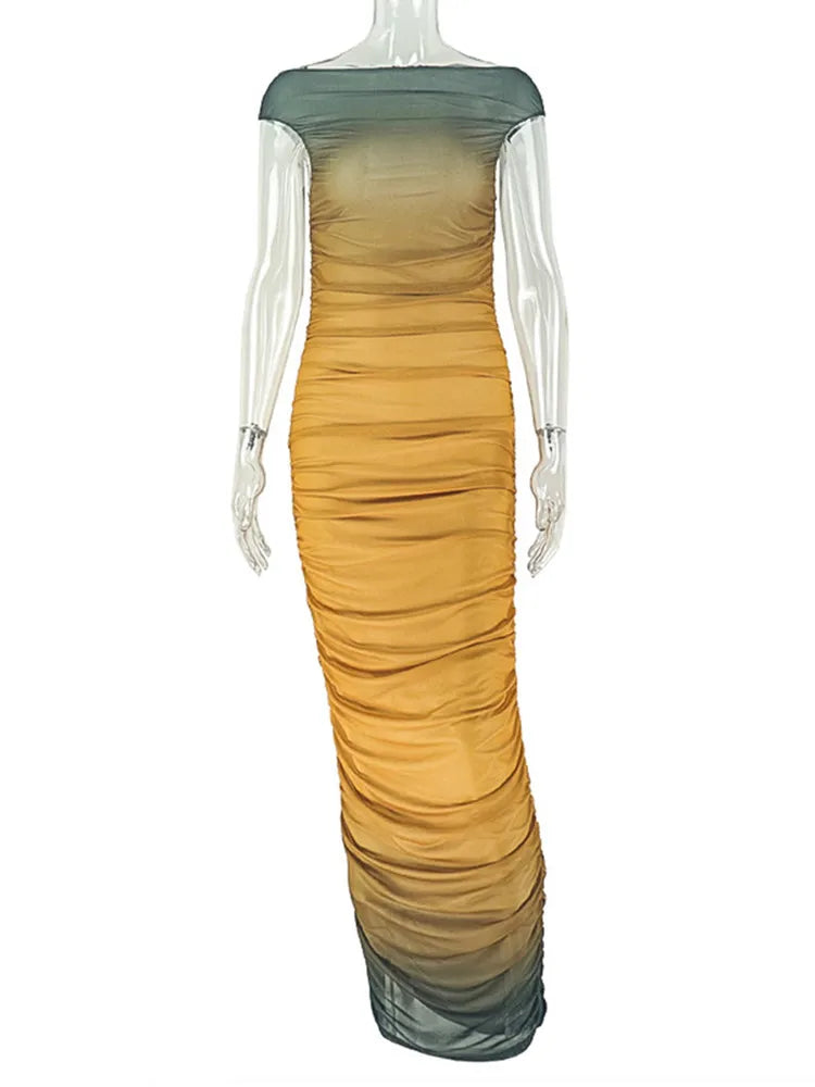 Joskaa Mesh Ruched Bodycon Maxi Dress - maxi dress image 5