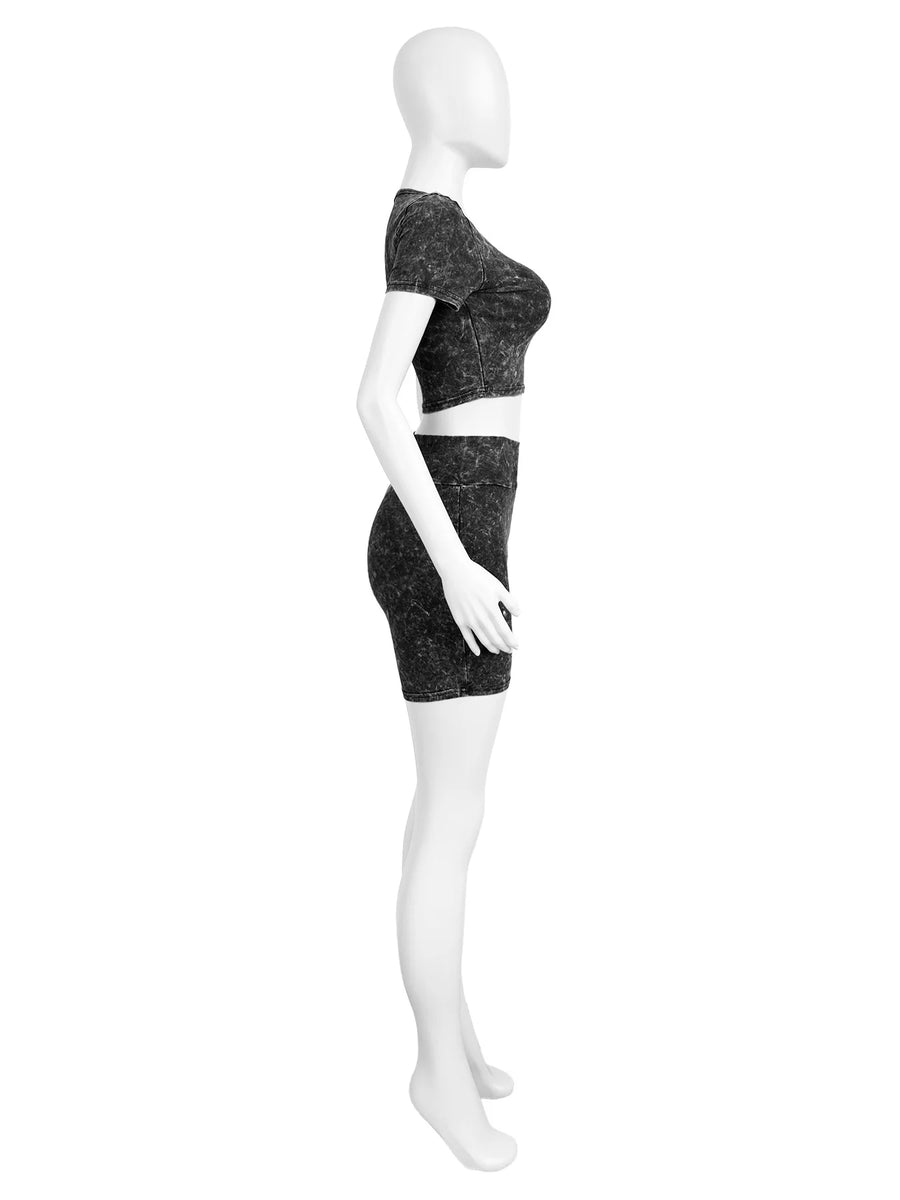 Joskaa Short Sleeve Crop Two Piece Set - two piece set image 3