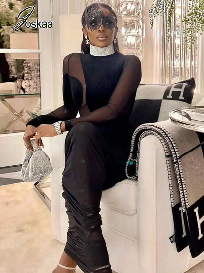 Women's Mesh Velvet Long Sleeve Two Piece Set – Women's Fashion Wholesale – Front View