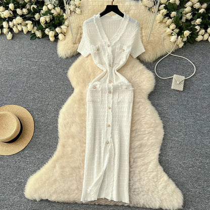 Women's Knit Short Sleeve Ribbed Bodycon Dress