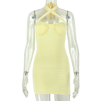 Women's Lace Backless Halter Sleeveless Mini Dress 3293 - Additional View 7
