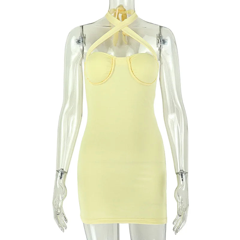 Women's Lace Backless Halter Sleeveless Mini Dress 3293 - Additional View 7