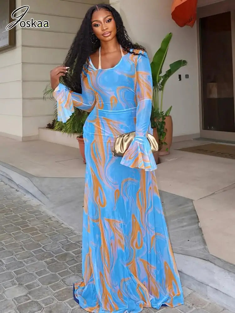 Women's Mesh Long Sleeve Bodycon Maxi Dress – Women's Fashion Wholesale – Front View