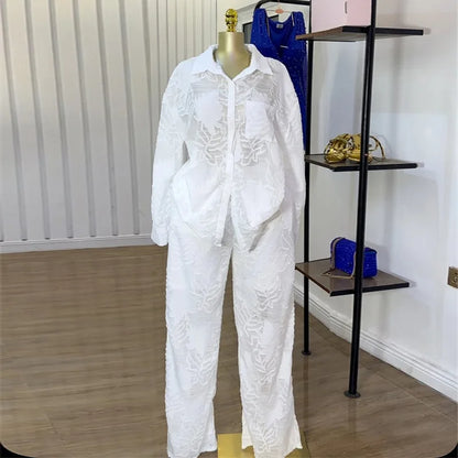 Women's Long Sleeve Lapel Full Two Piece Set