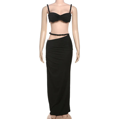 Wholesale Women's Cutout Crop Maxi Two Piece Set