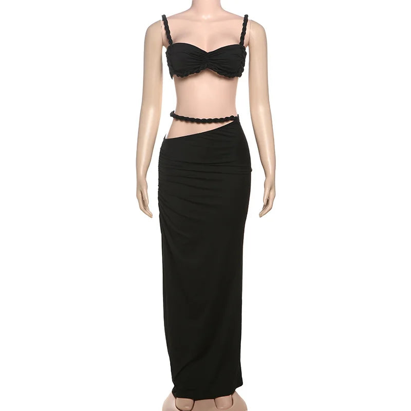 Wholesale Women's Cutout Crop Maxi Two Piece Set