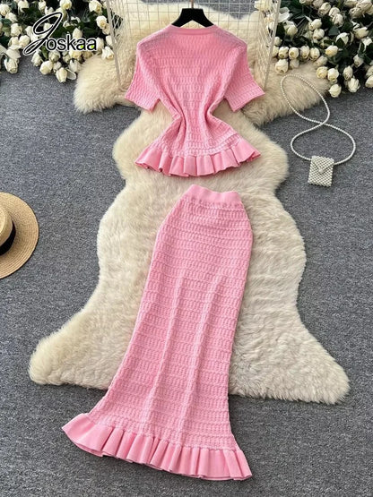 Women's Ribbed Knit High Waist Two Piece Set - Detail View
