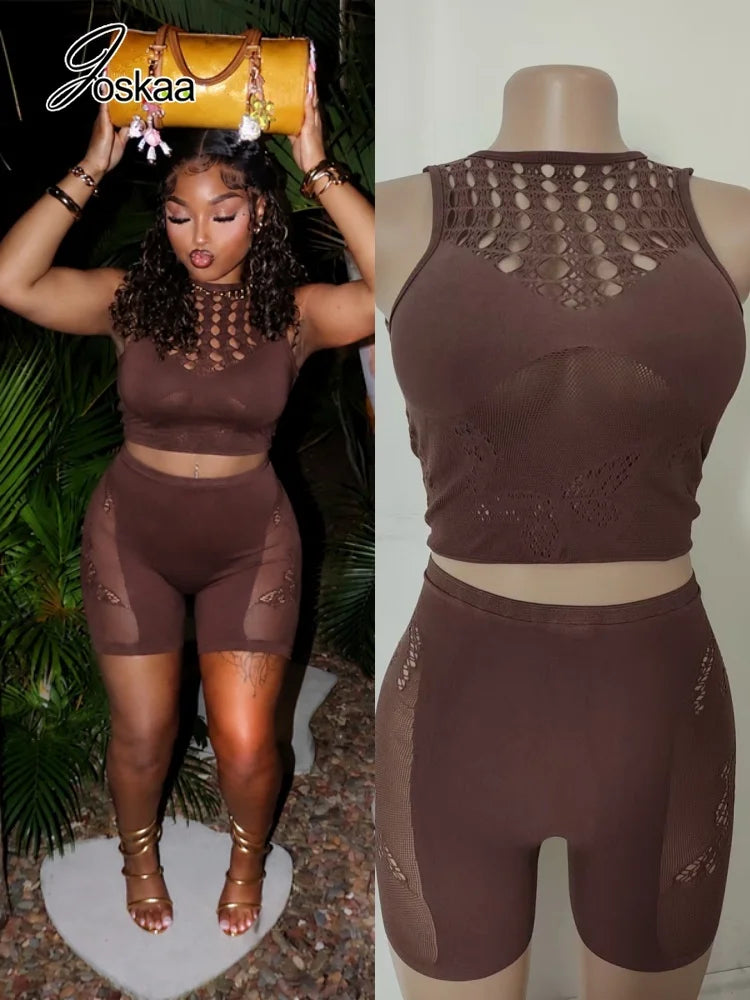 Wholesale Women's Cutout Crop See Two Piece Set – Women's Fashion Wholesale – Front View
