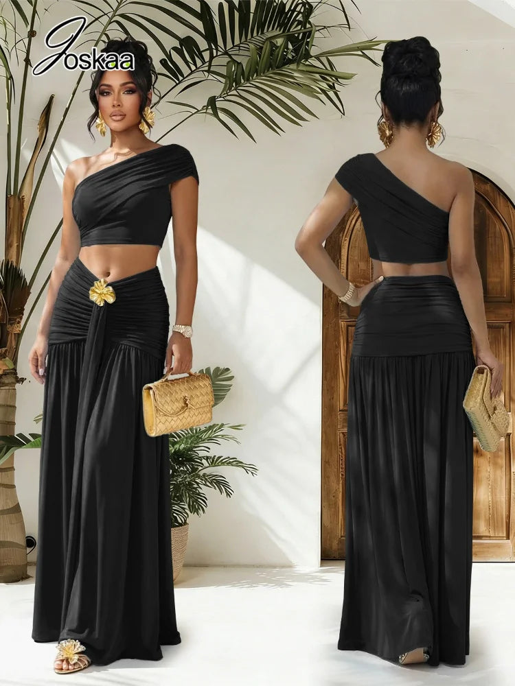 Women's Ruched One Shoulder Two Piece Set - Detail View 1
