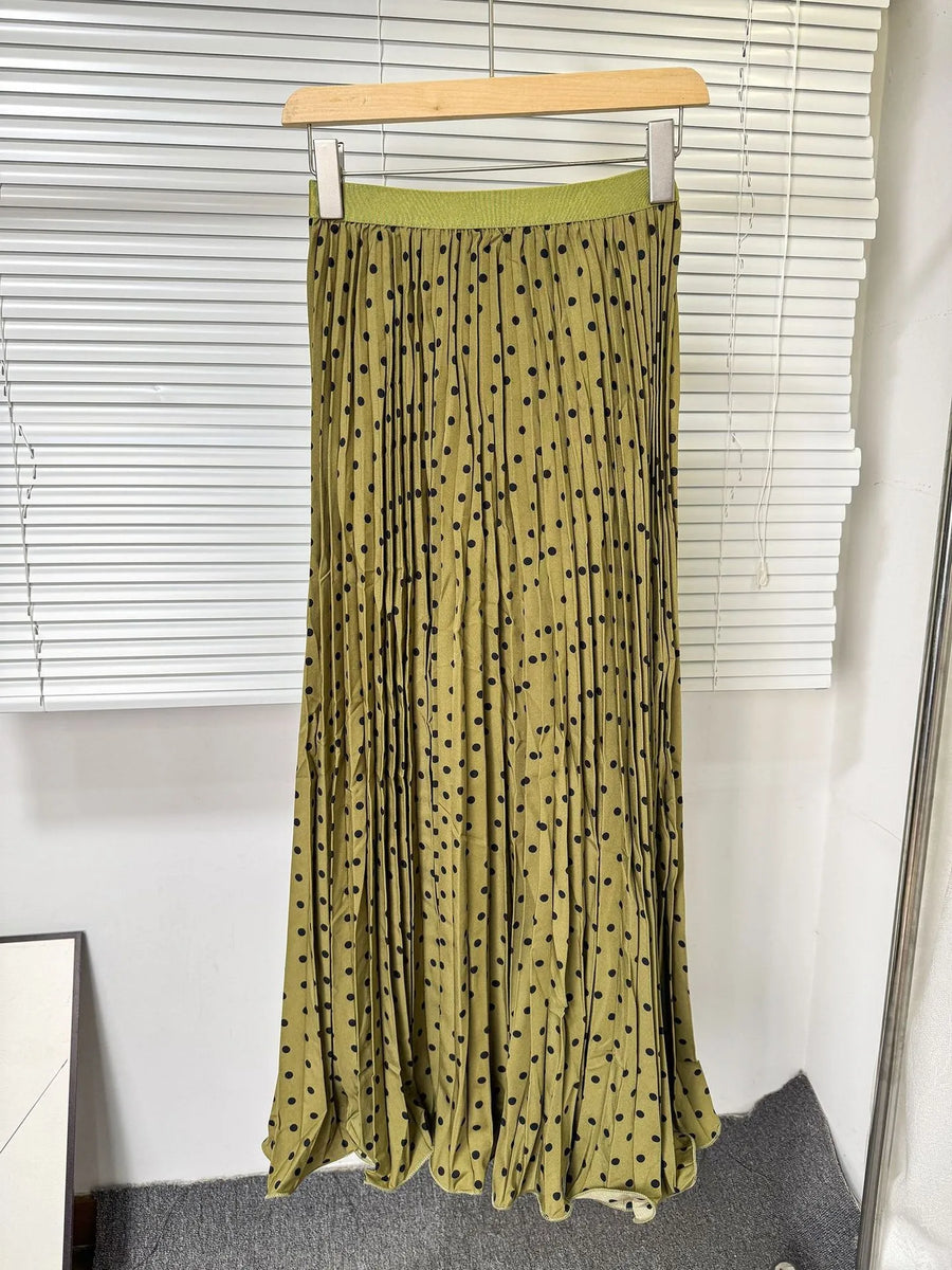 Wholesale Women's Polka Dot Pleated Dots Skirt