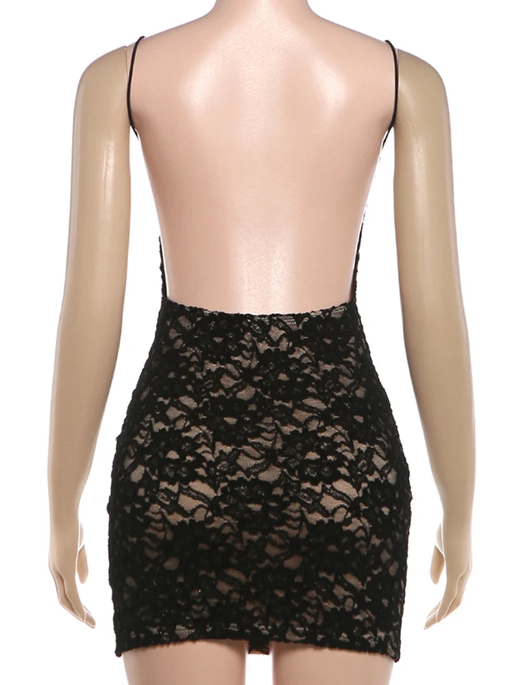Joskaa Lace Backless Sleeveless Bodycon Mini Dress - mini dress image 4