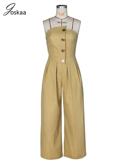 Women's Strapless Flare Wide Leg Elegant Romper Rose Red – Detail View