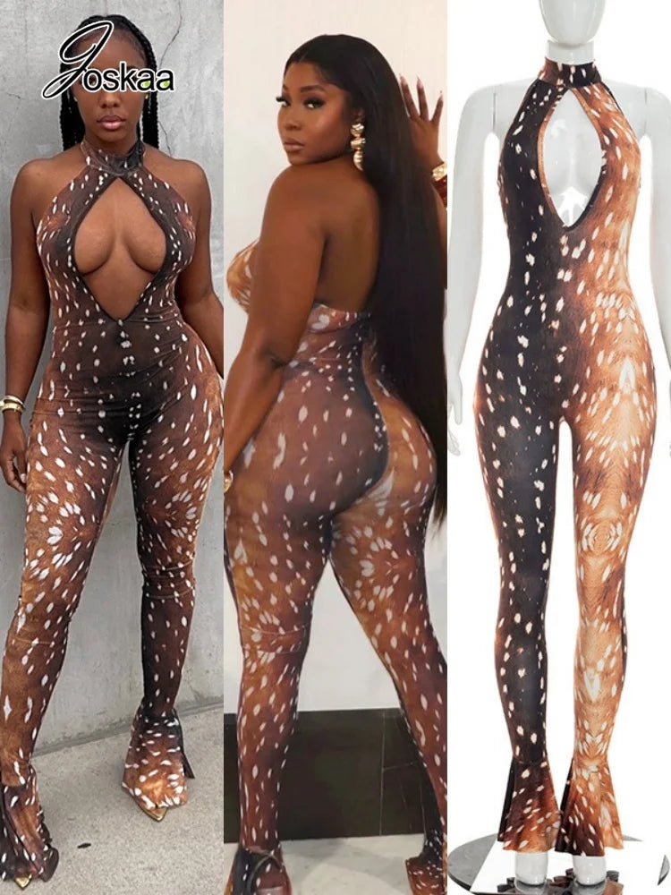 Women's Backless Cutout Halter Sleeveless Romper – Women's Fashion Wholesale – Front View