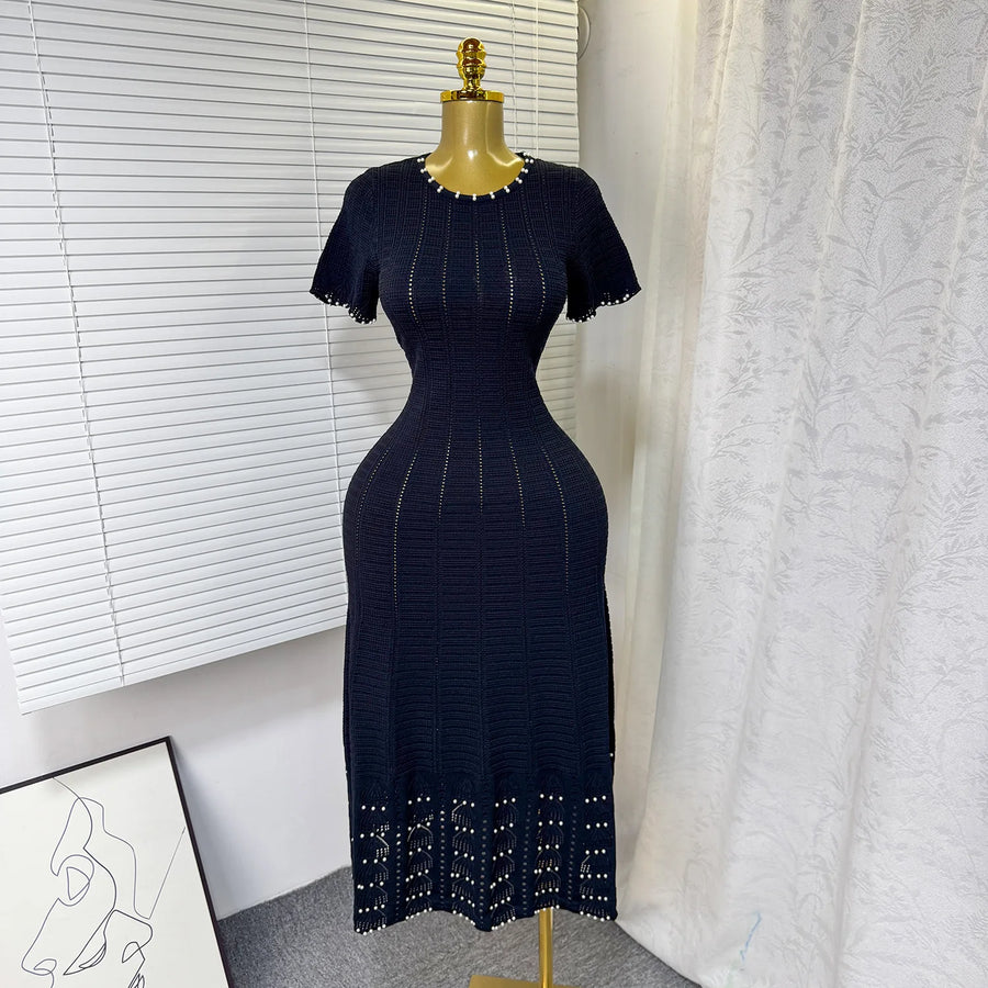 Women's Knit Cutout Short Sleeve Maxi Dress