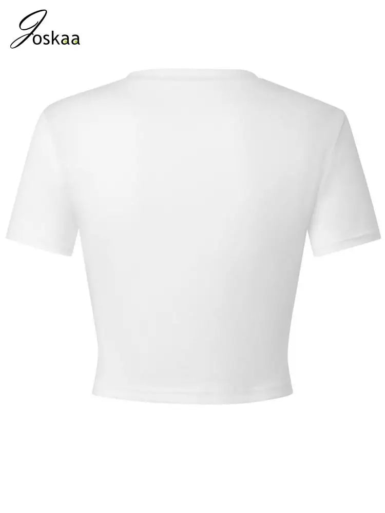 Women's Short Sleeve Aesthetic T-shirts Top White – Front View