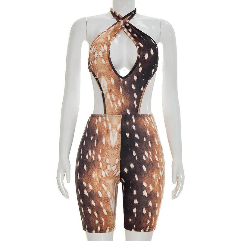 Women's Backless Halter Sleeveless Romper