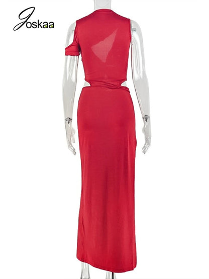 Women's Ruched Cutout Sleeveless Maxi Dress Black – Detail View
