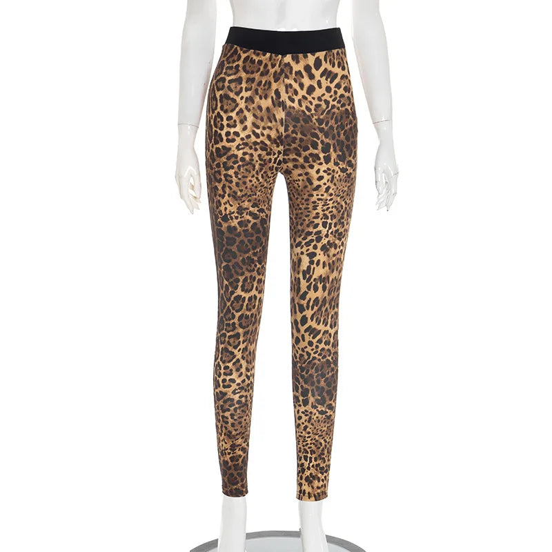 Wholesale Women's Leopard Print High Waist Pants