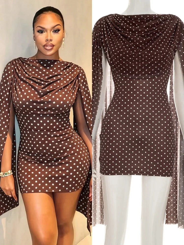 Women's Polka Dot Mesh Bodycon Mini Dress - Additional View 8