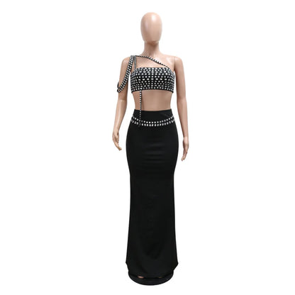 Wholesale Women's Rhinestone Maxi Two Piece Set