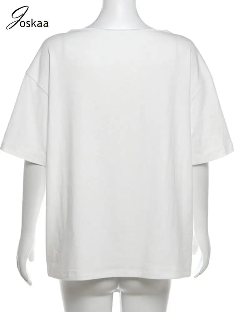 Women's Letter Print Short Sleeve Oversized Top Black – Detail View