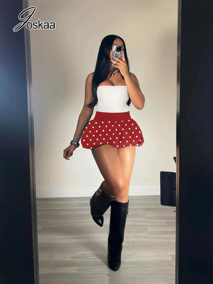Women's Polka Dot High Waist Mini Pleated Skirt – Women's Fashion Wholesale – Front View