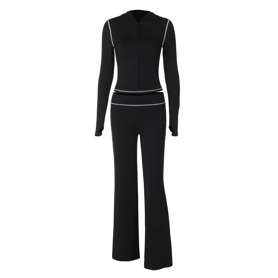 Women's Long Sleeve High Waist Two Piece Set