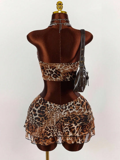 Joskaa Leopard Print Strapless Mini Two Piece Set - two piece set image 6