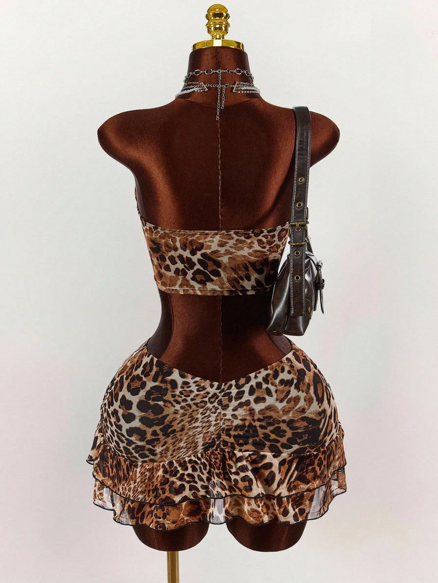 Joskaa Leopard Print Strapless Mini Two Piece Set - two piece set image 6