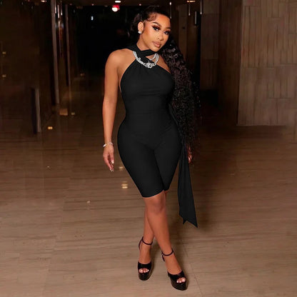 Women's Backless Halter Sleeveless Romper