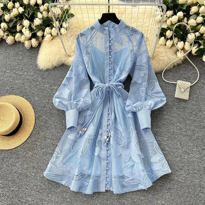 Women's Fall Embroidery A-line Mini Dress