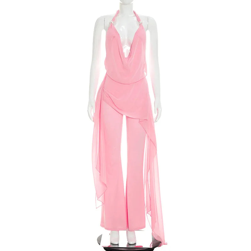 Women's Backless V-neck Halter Sleeveless Romper - Additional View 9