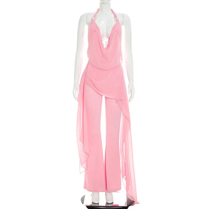 Women's Backless V-neck Halter Sleeveless Romper - Additional View 9