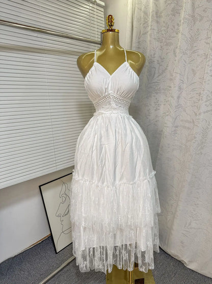 Women's Lace Backless Sleeveless Maxi Dress