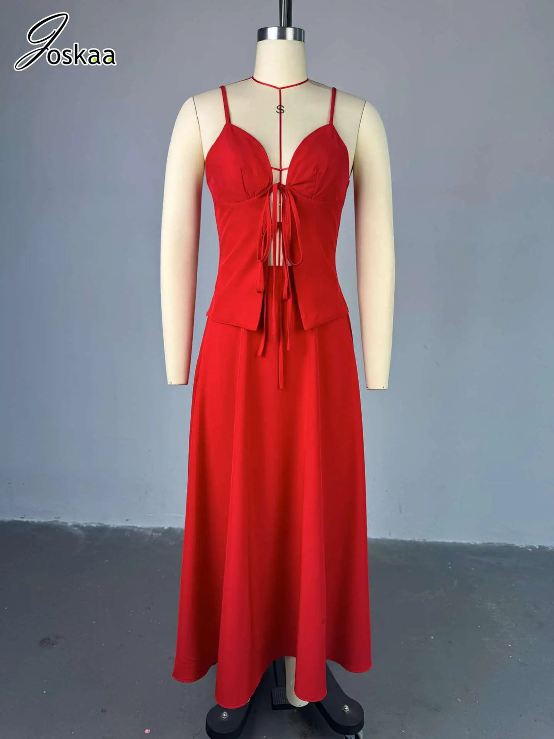 Women's Sleeveless High Waist Two Piece Set Red – Back View