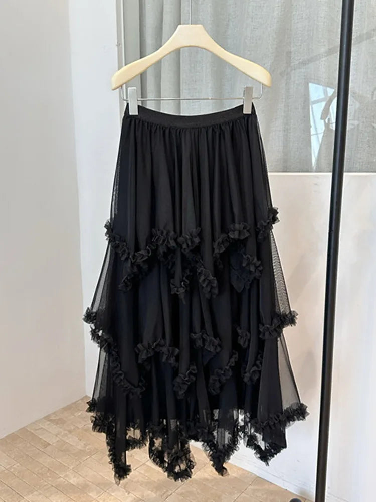 Joskaa Mesh High Waist Skirt A-line Beach Elastic - skirt image 6