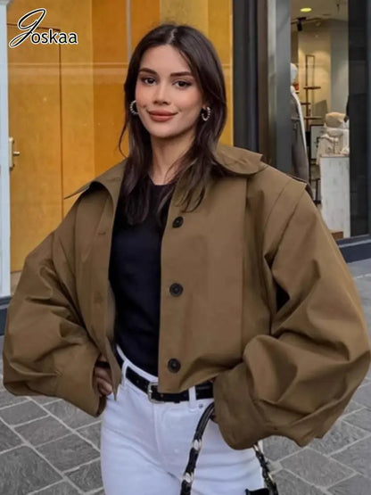 Women's Long Sleeve Pleated Lapel Single Jacket – Women's Fashion Wholesale – Front View