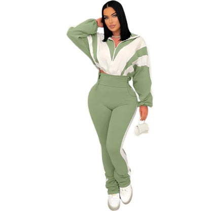 Women's Long Sleeve High Waist Two Piece Set