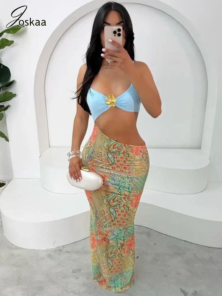 Women's Backless Cutout Bodycon Bikini Set Green – Side View
