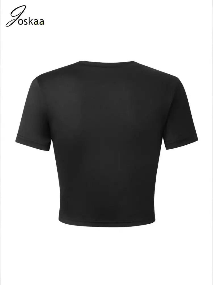 Wholesale Women's Short Sleeve T-shirts Round Top Letter Print – Back View