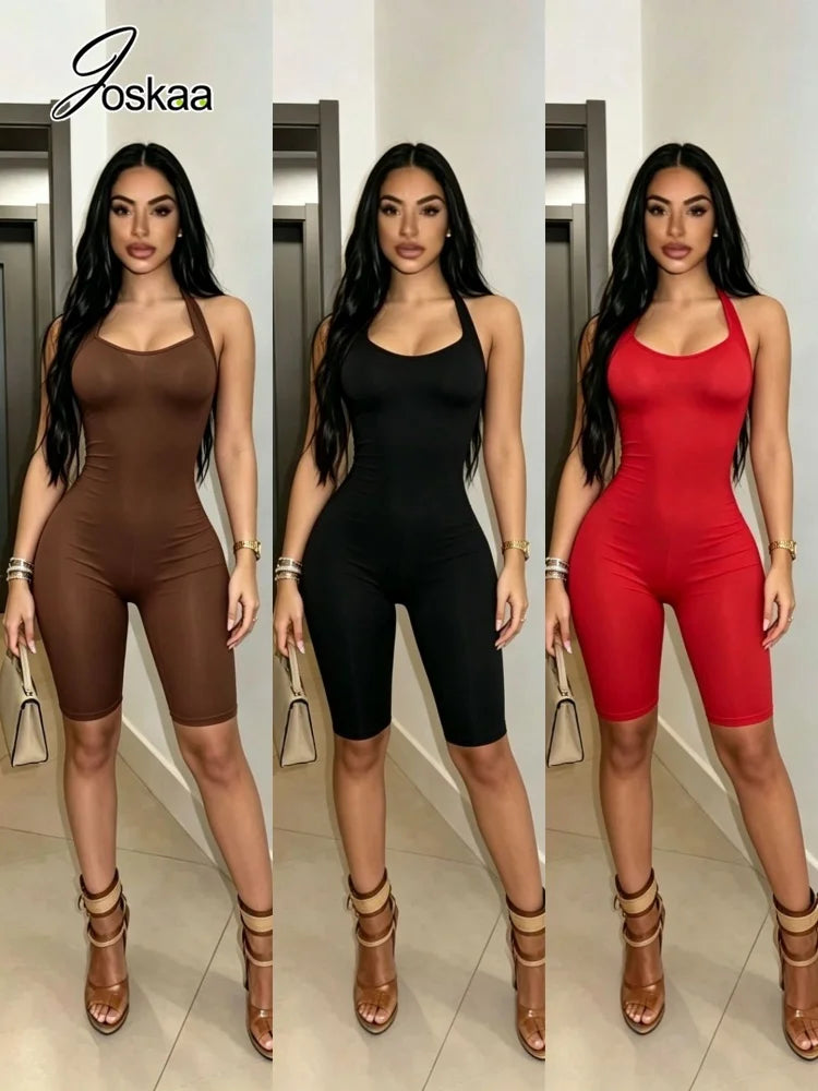 Women's Mesh Backless Halter Sleeveless Romper – Women's Fashion Wholesale – Front View